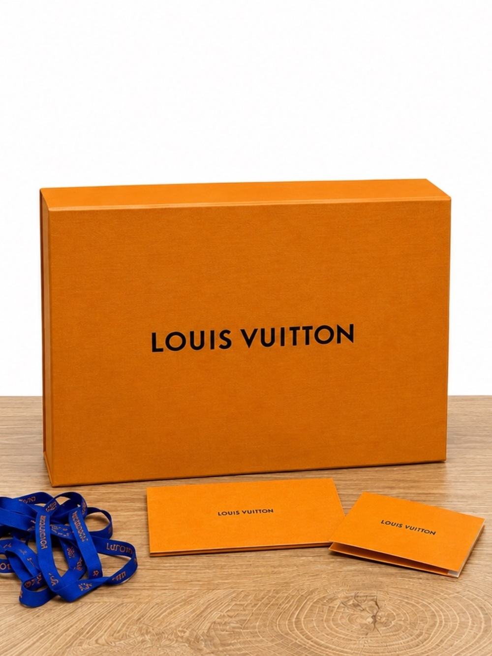 Louis Vuitton Orange Gift Box with Blue Ribbon
